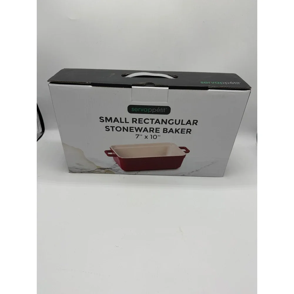 Servappetit Small Rectangular Stoneware Baker 7x10 Red Casserole Dish New